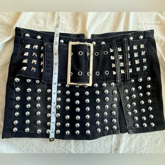 Dolls Kill Studded Black Denim Skirt - Picture 5 of 6